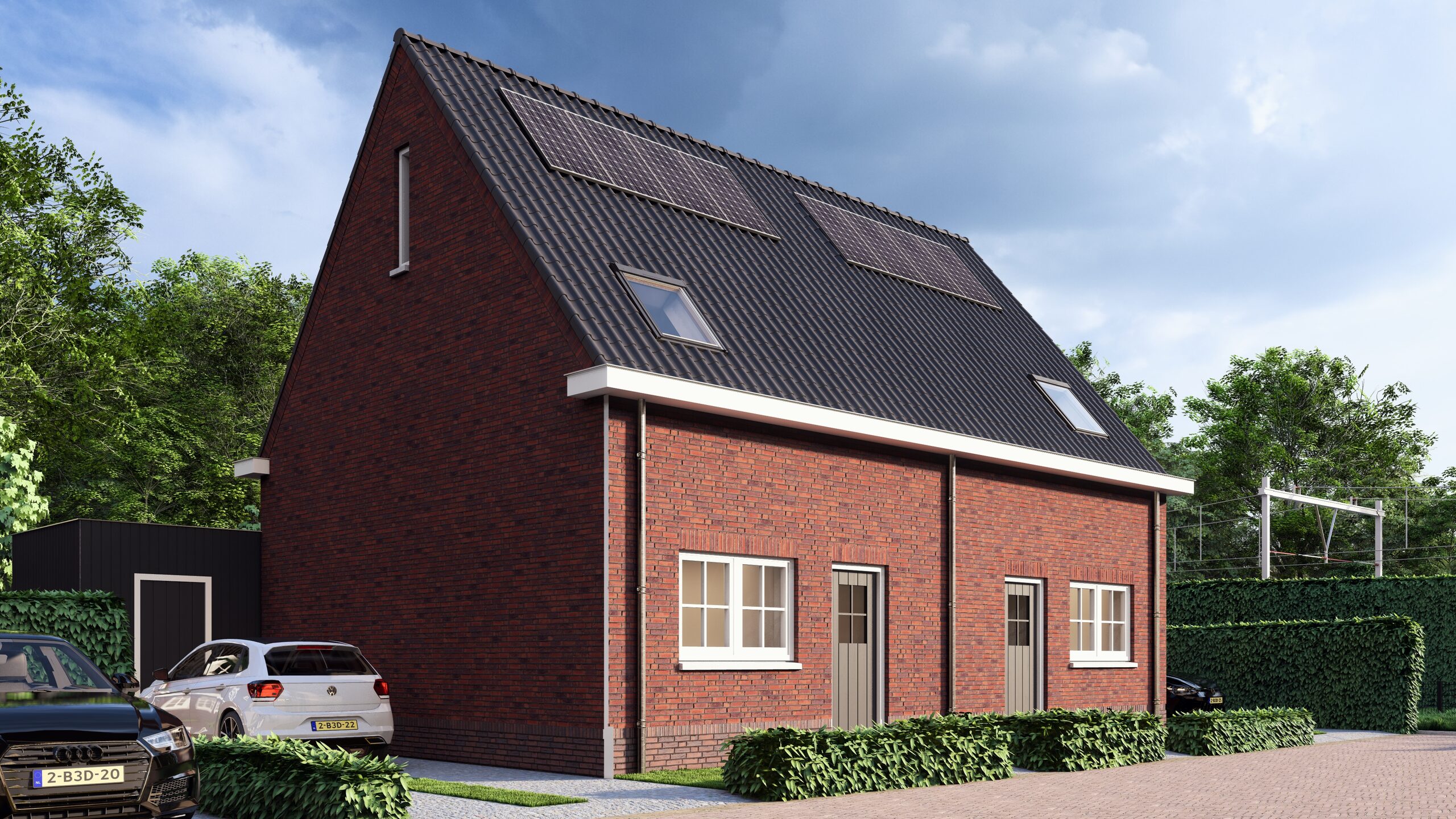 Twee-onder-een-kapwoning vanaf de straatzijde