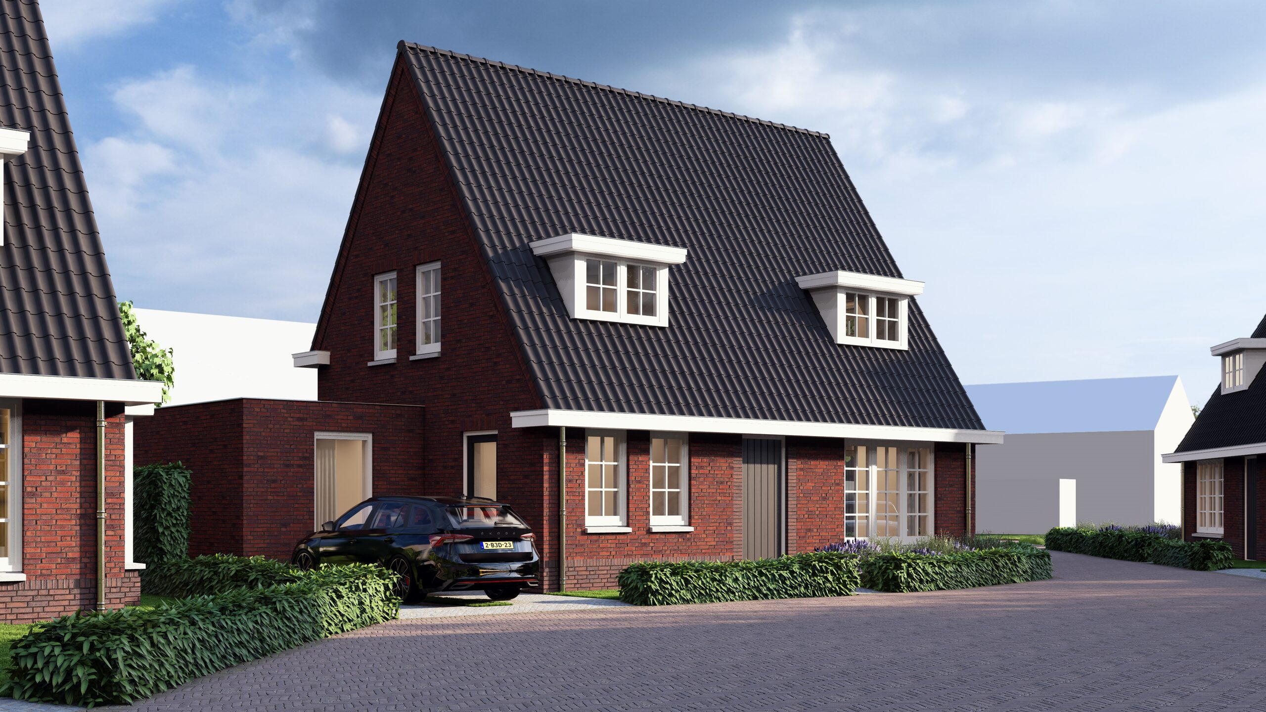 Vrijstaande woning gezien vanaf de straat