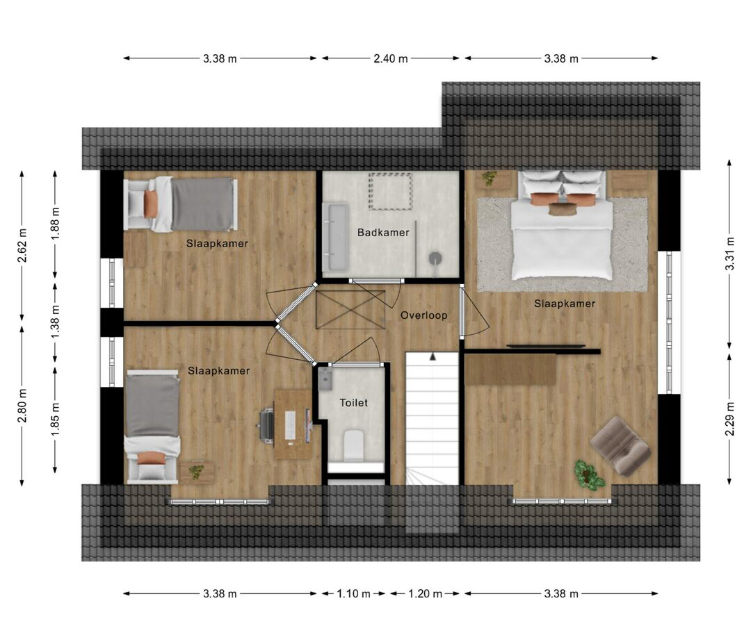 Eerste verdieping plattegrond van een vrijstaande woning